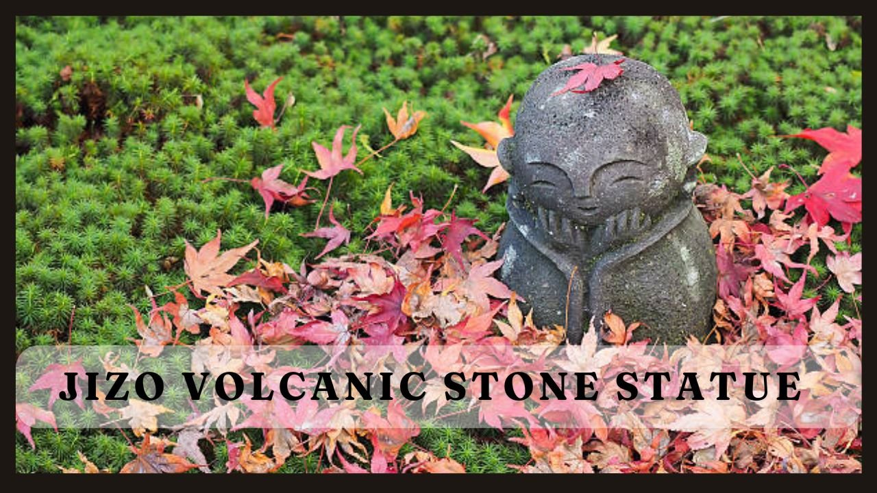 Jizo volcanic stone statue